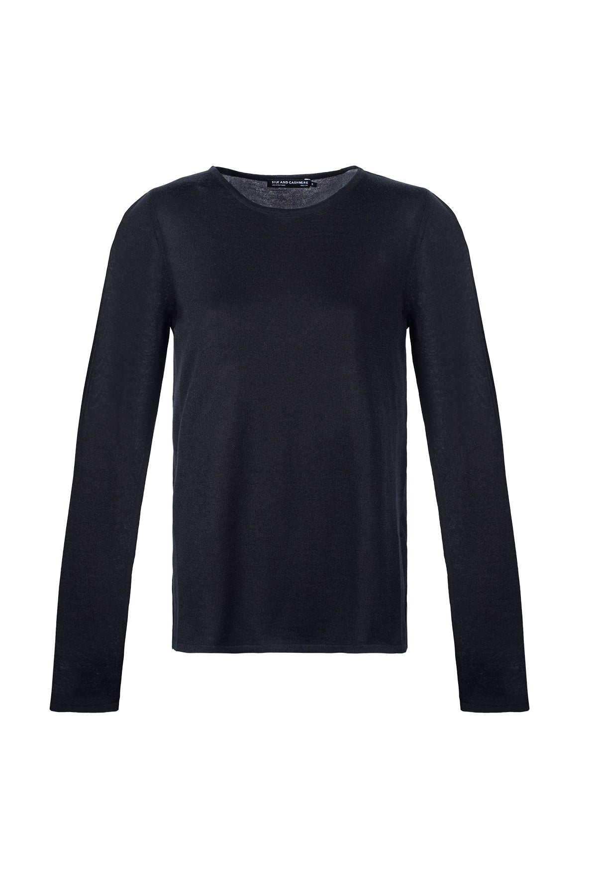 Siyah Ultralight Saf Kaşmir Bisiklet Yaka Triko