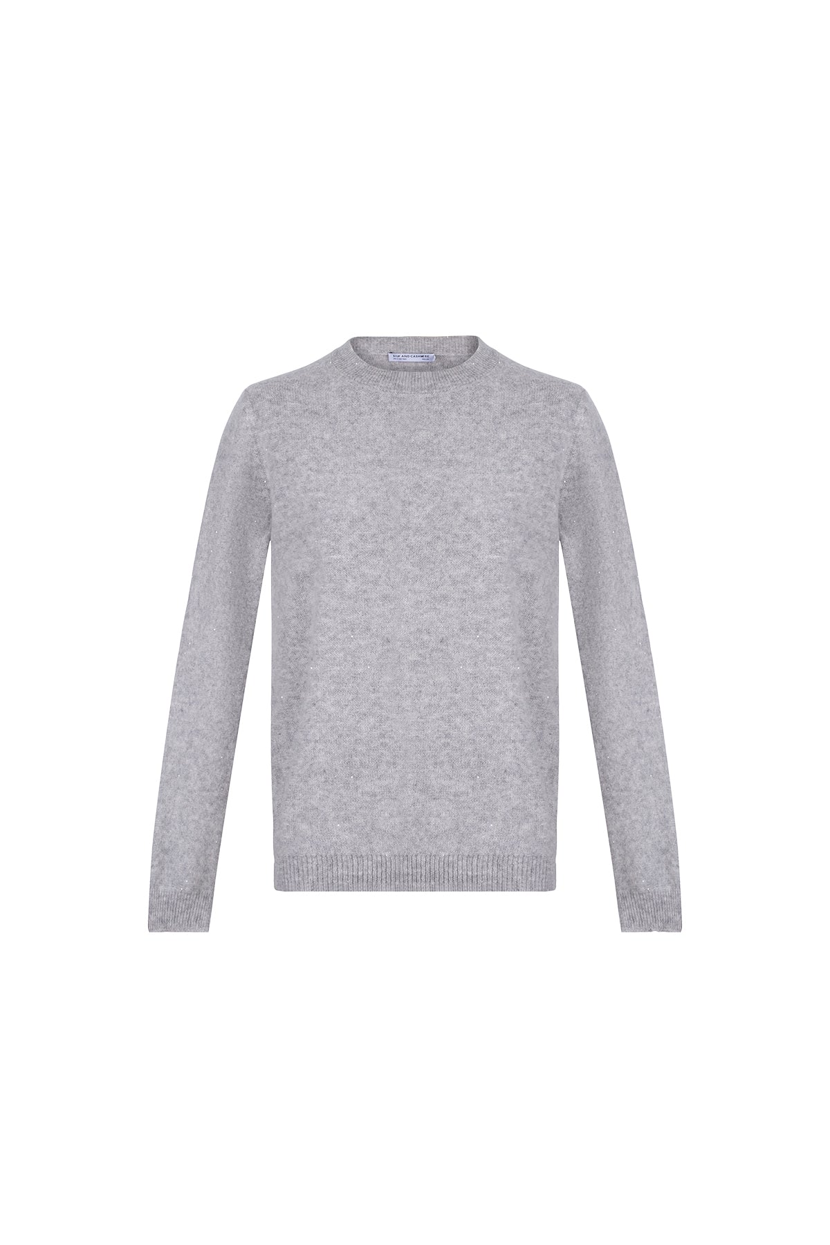 Gri Alexia Kaşmirli İşlemeli Yuvarlak Yaka Kazak