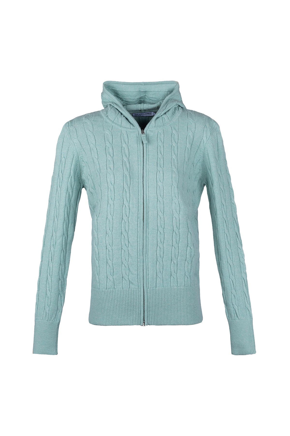 Açık Yeşil Amelia Avusturalya Yün ve Kaşmir Kapüşonlu Hırka