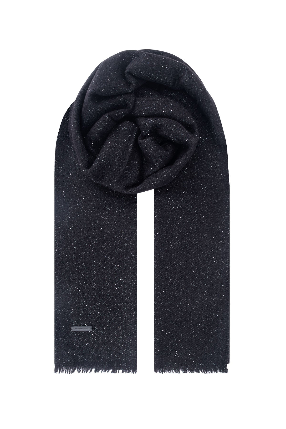 Siyah Paris Kaşmirli Pullu Şal 70x200