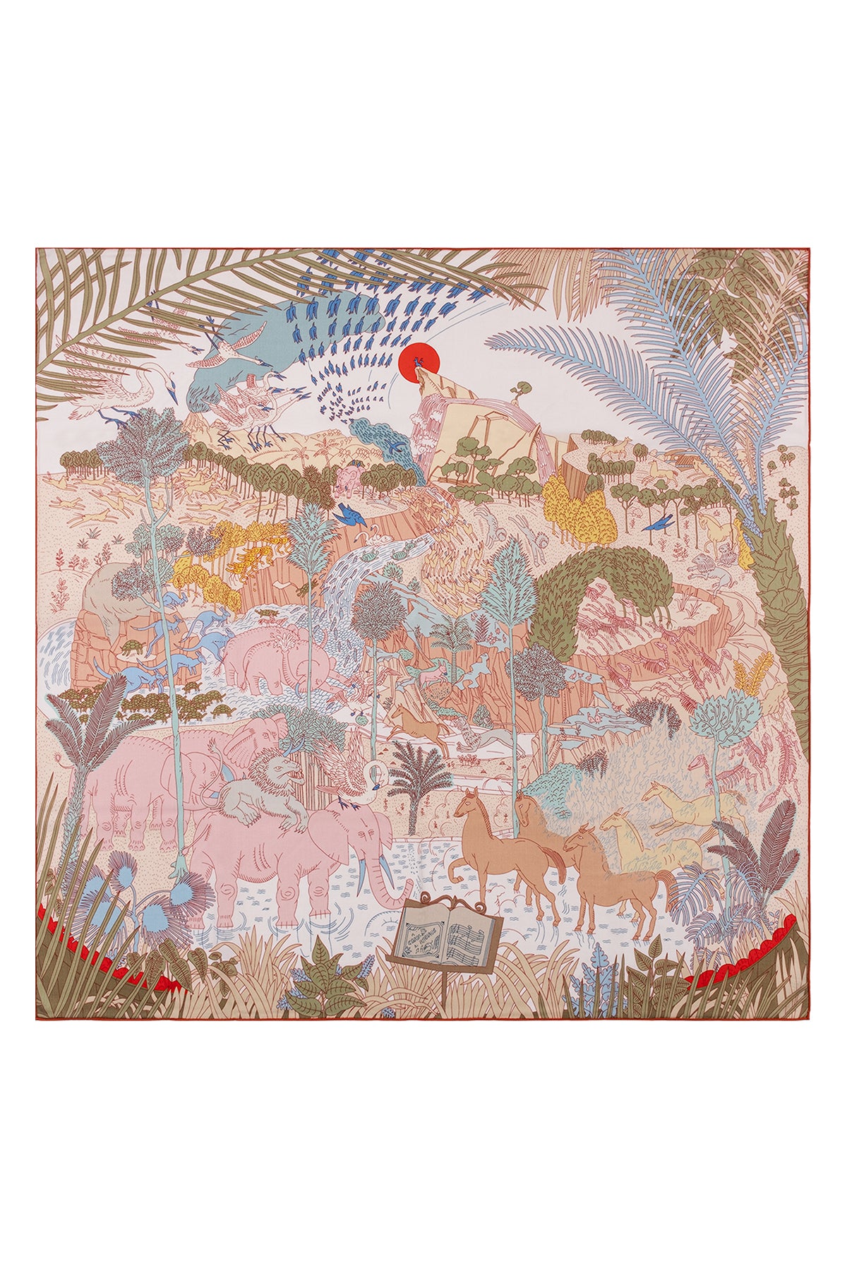 Kırmızı Linda Kaşmir Desenli Kare Eşarp 140x140  cm