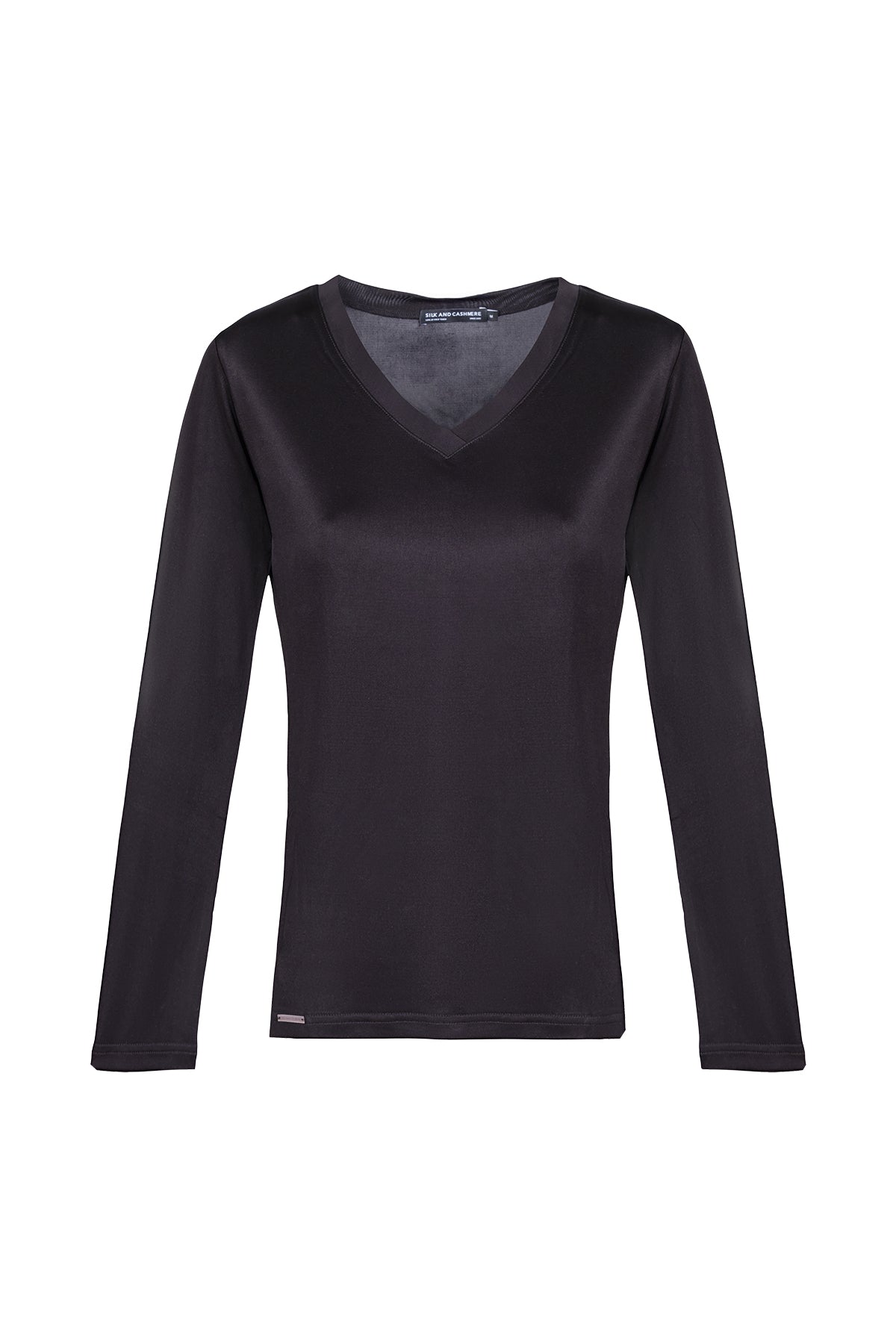 Siyah Marina İpekli V Yaka Bluz
