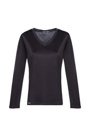 Siyah Marina İpekli V Yaka Bluz