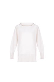 Ekru Isabella Saf Kaşmir Kayık Yaka Kazak