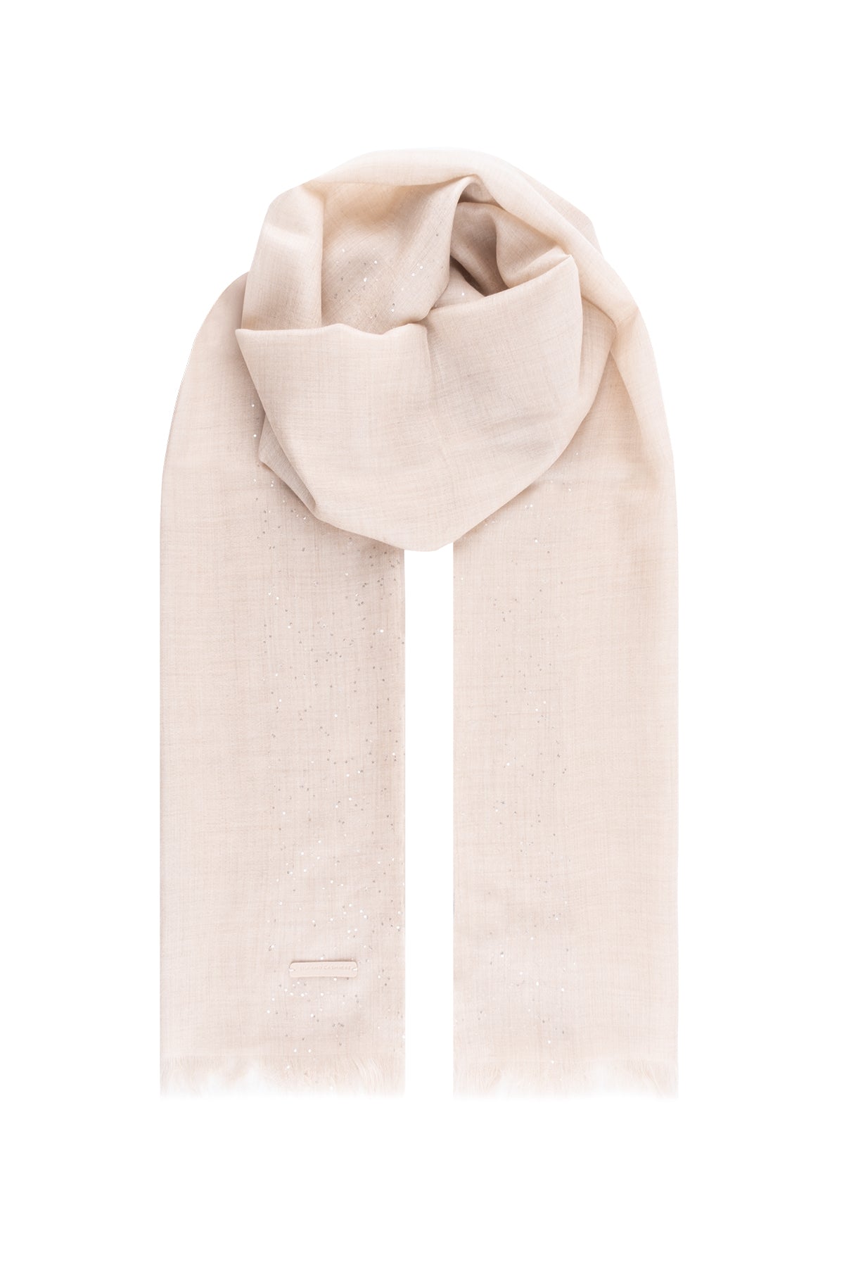 Ekru Paris Saf Kaşmir Payet Çerçeveli Şal 70x180 cm