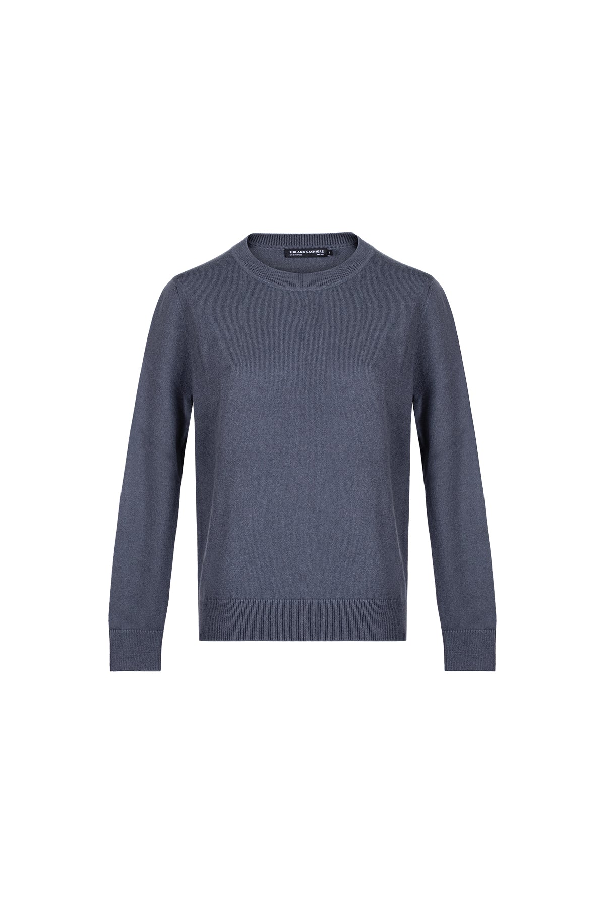 Gri Agata Saf Kaşmir Yuvarlak Yaka Kazak