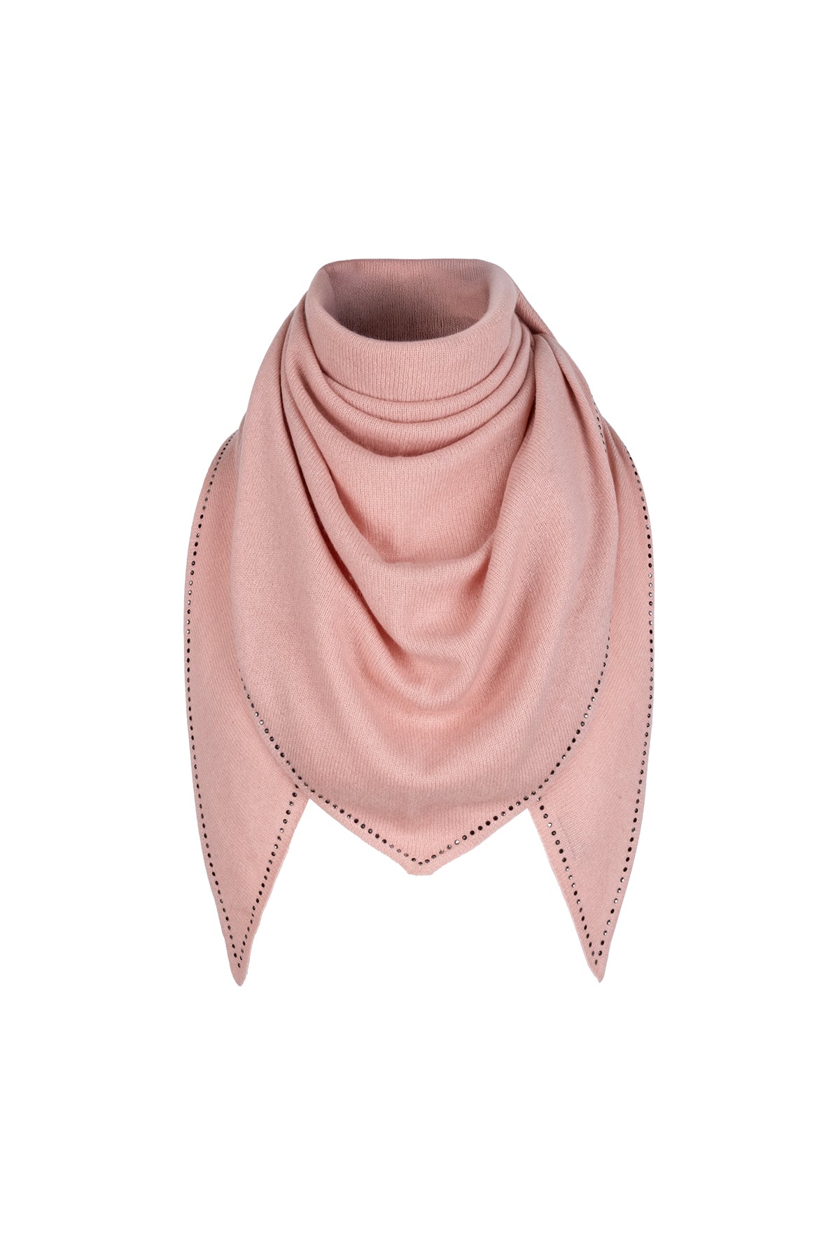 Gül Kurusu Saf Kaşmir Taşlı Üçgen Şal 105x105x165 cm