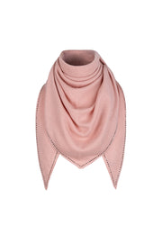 Gül Kurusu Saf Kaşmir Taşlı Üçgen Şal 105x105x165 cm