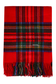 Kırmızı Saf Yün Kareli Battaniye 190x140 cm