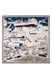 Kırmızı Yeşil Linda Saf Kaşmir Baskılı Eşarp 140x 140 cm