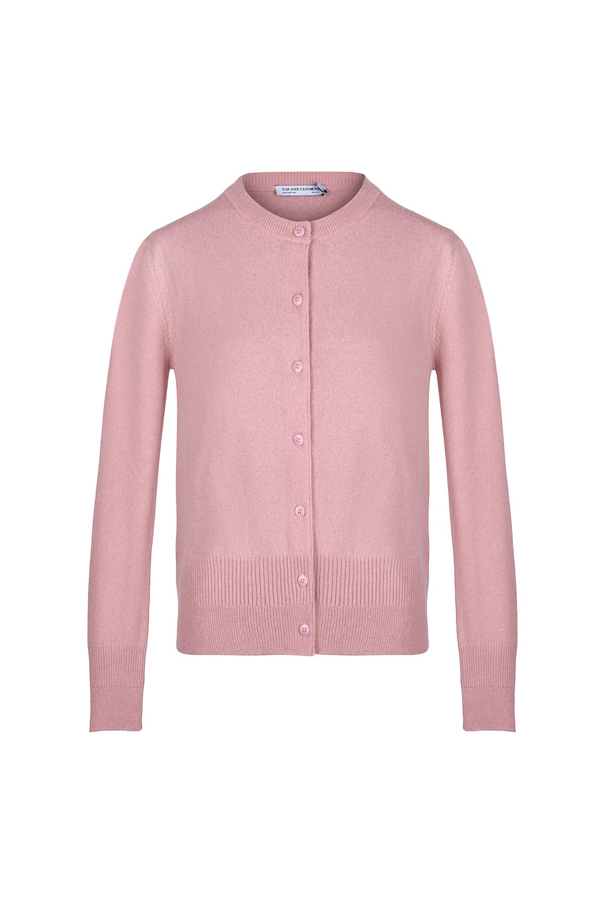 Pastel Pembe Lilly Saf Kaşmir Bisiklet Yaka Hırka