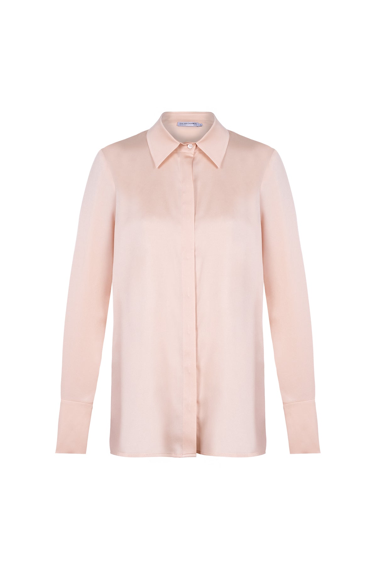 Pudra Saf İpek Audrey Uzun Kollu Gömlek