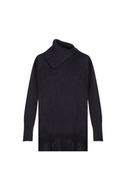 Siyah Isabella Saf Kaşmir Balıkçı Yaka Kazak