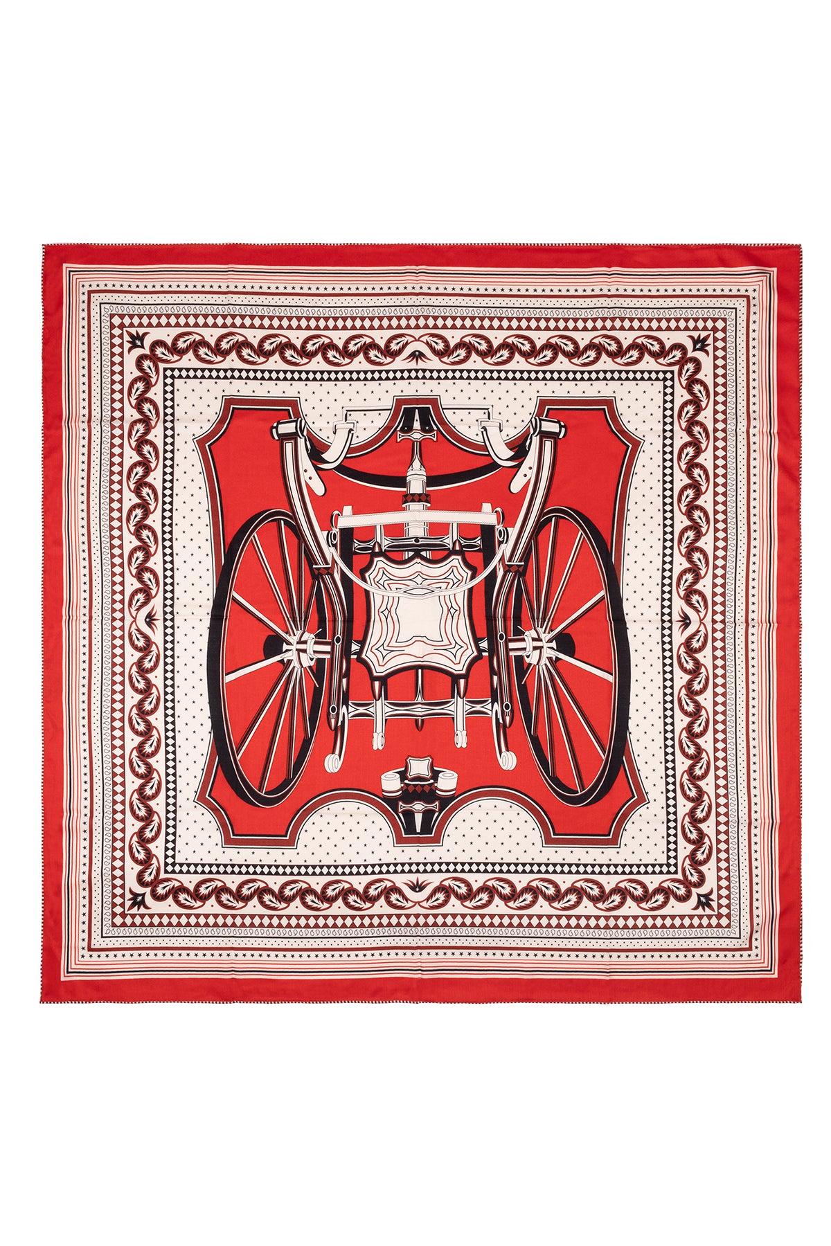 Kırmızı Linda Saf Kaşmir Baskılı Eşarp 140x140 cm