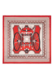 Kırmızı Linda Saf Kaşmir Baskılı Eşarp 140x140 cm