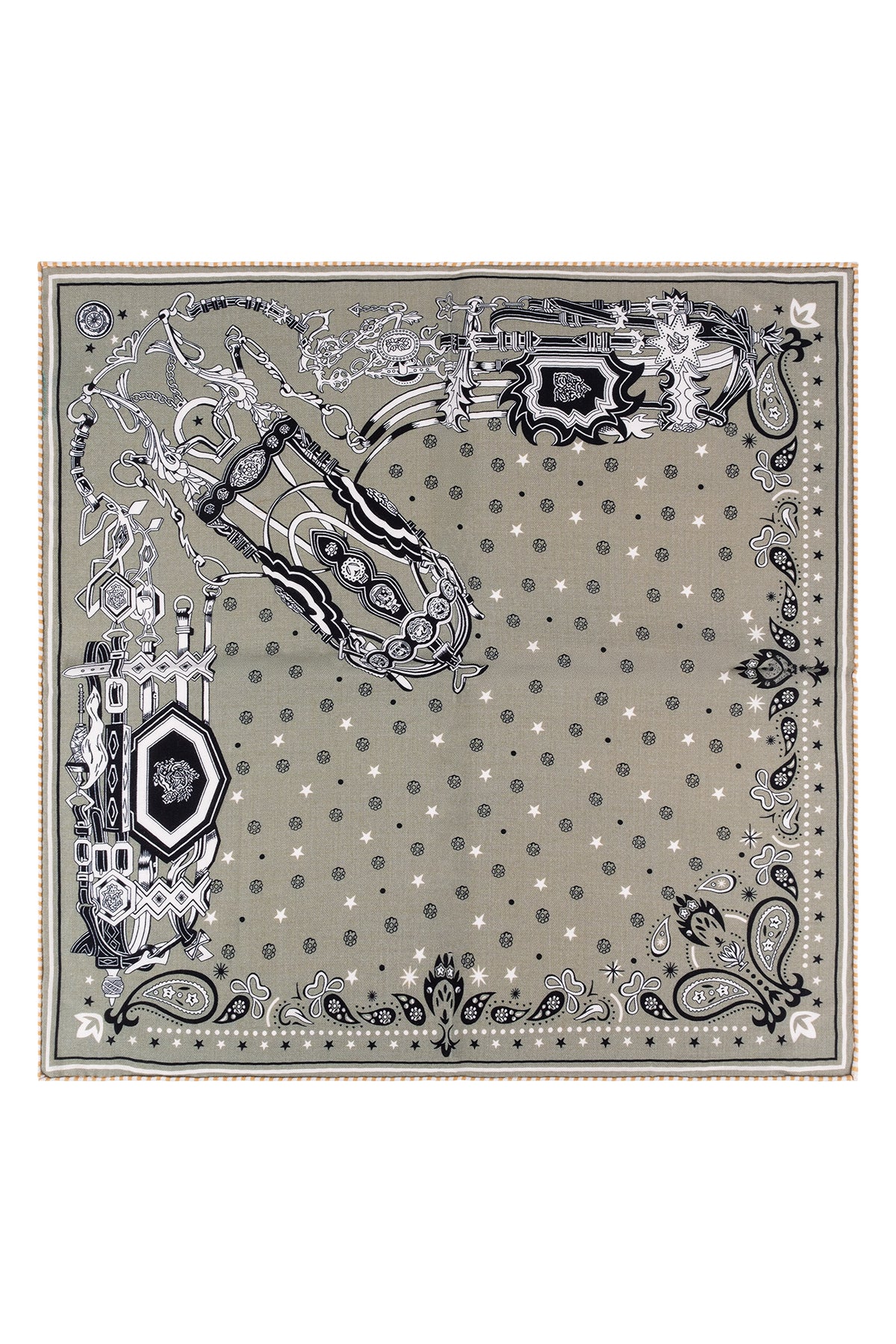 Açık Yeşil Lea Kaşmir Desenli Kare Eşarp 70x70 cm