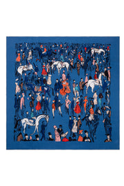 Mavi Linda Saf Kaşmir Desenli Kare Eşarp 140x140 cm