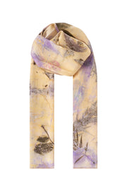 Sarı Saf İpek El Baskısı Ekolojik Şal 90 x 200 cm