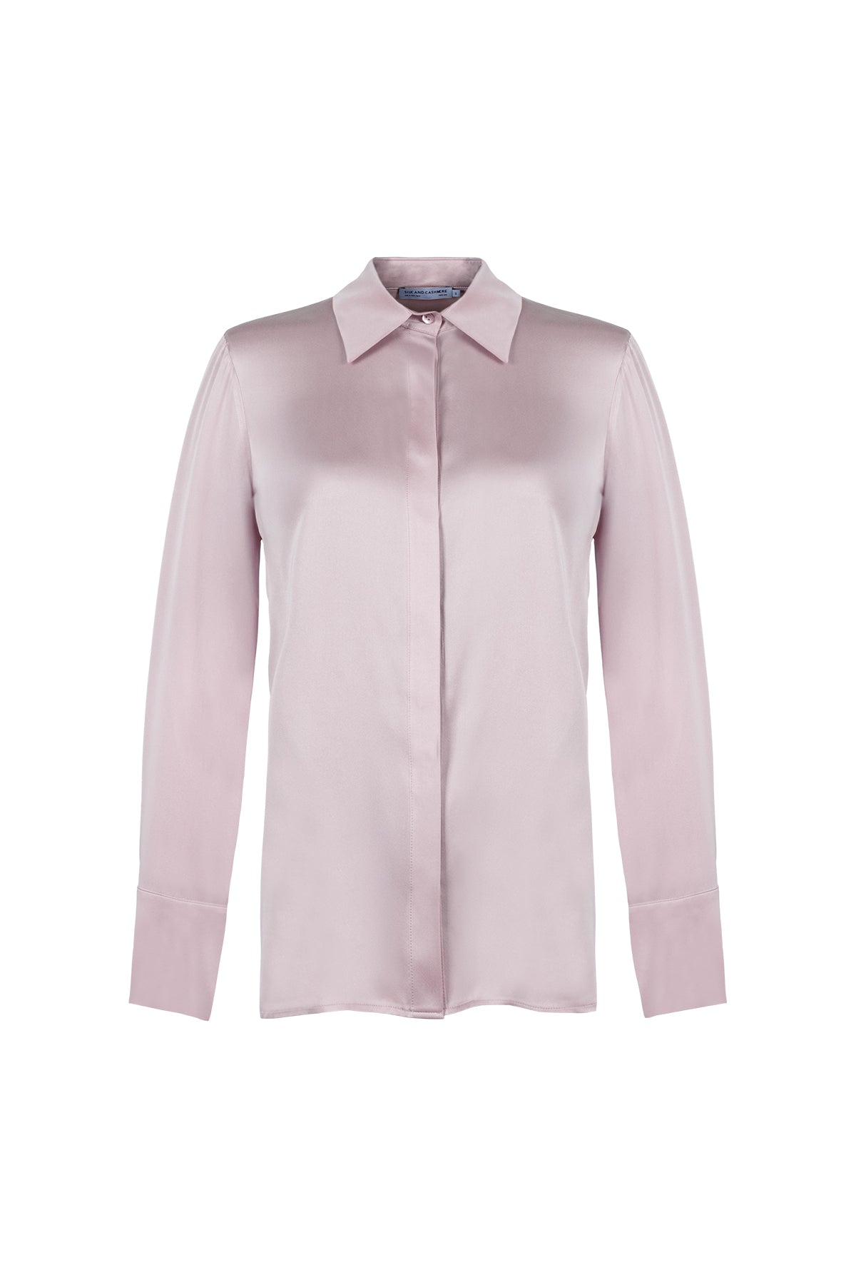 Gül Kurusu Saf İpek Audrey Uzun Kollu Gömlek