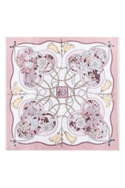 Açık Pembe Lara Saf İpek Baskılı Eşarp 90x90 cm