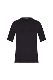 Siyah Ultralight Yuvarlak Yaka Kısa Kollu Üst