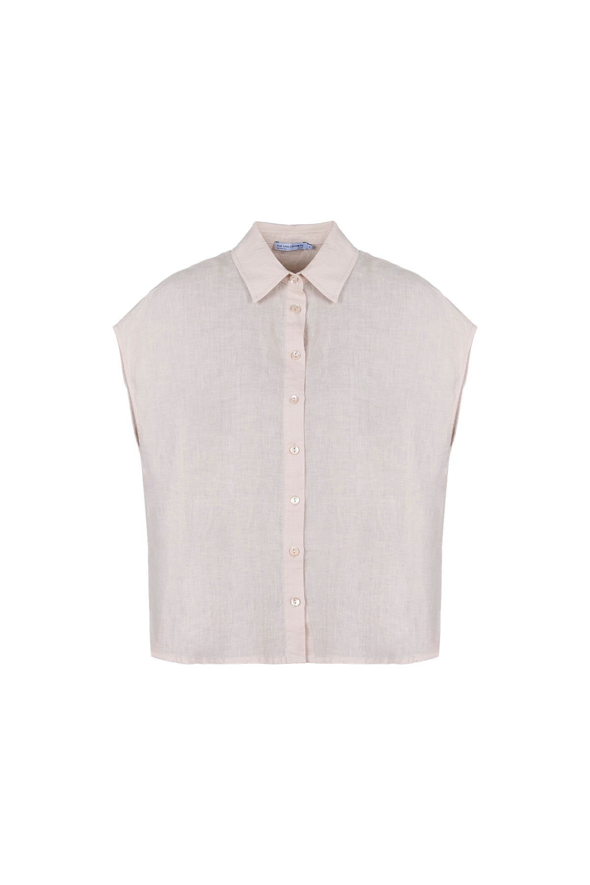 Bej Kate Keten Kısa Kollu Gömlek