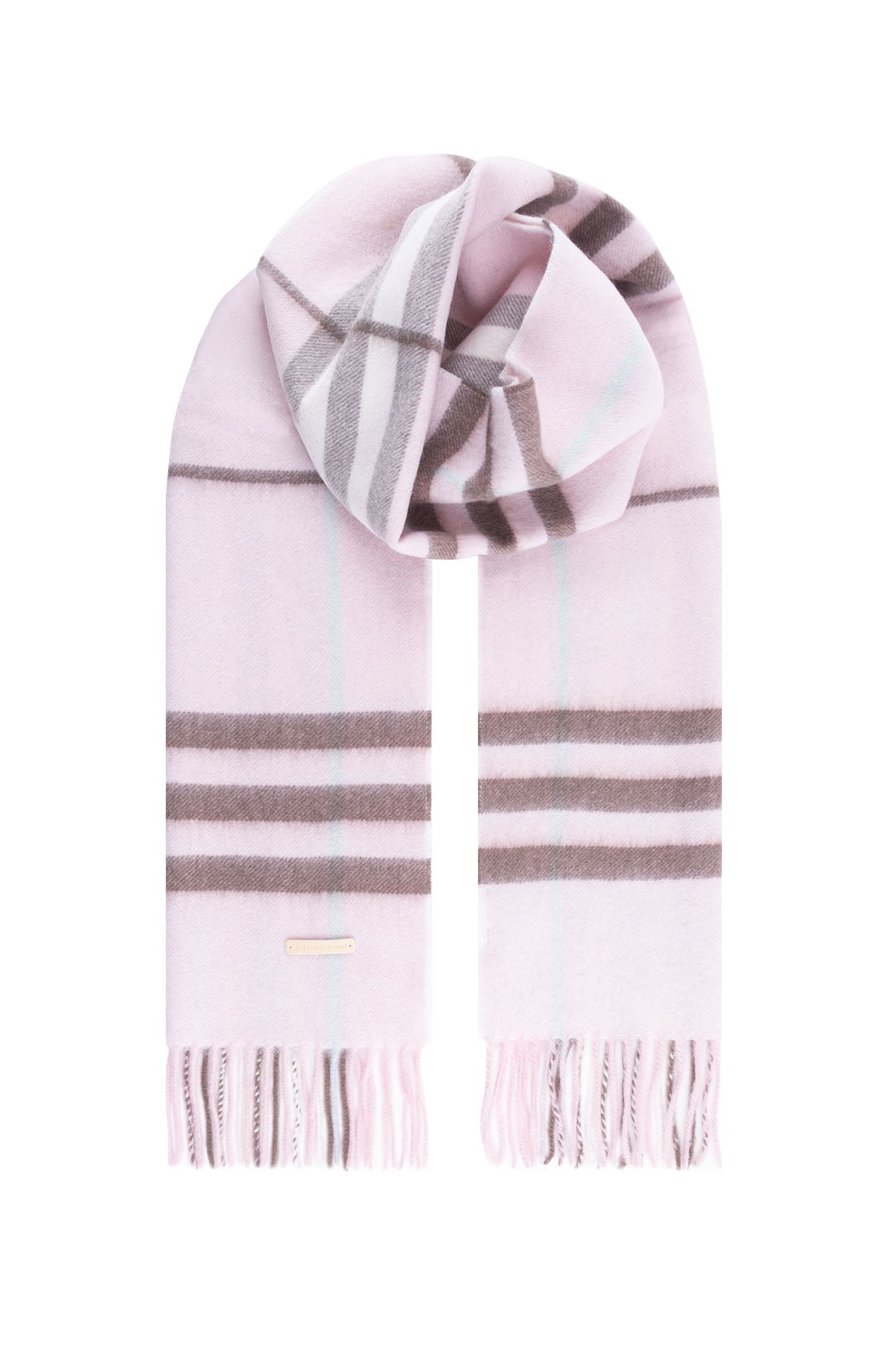 Pembe Patrick Saf Kaşmir Kareli Atkı 30x164