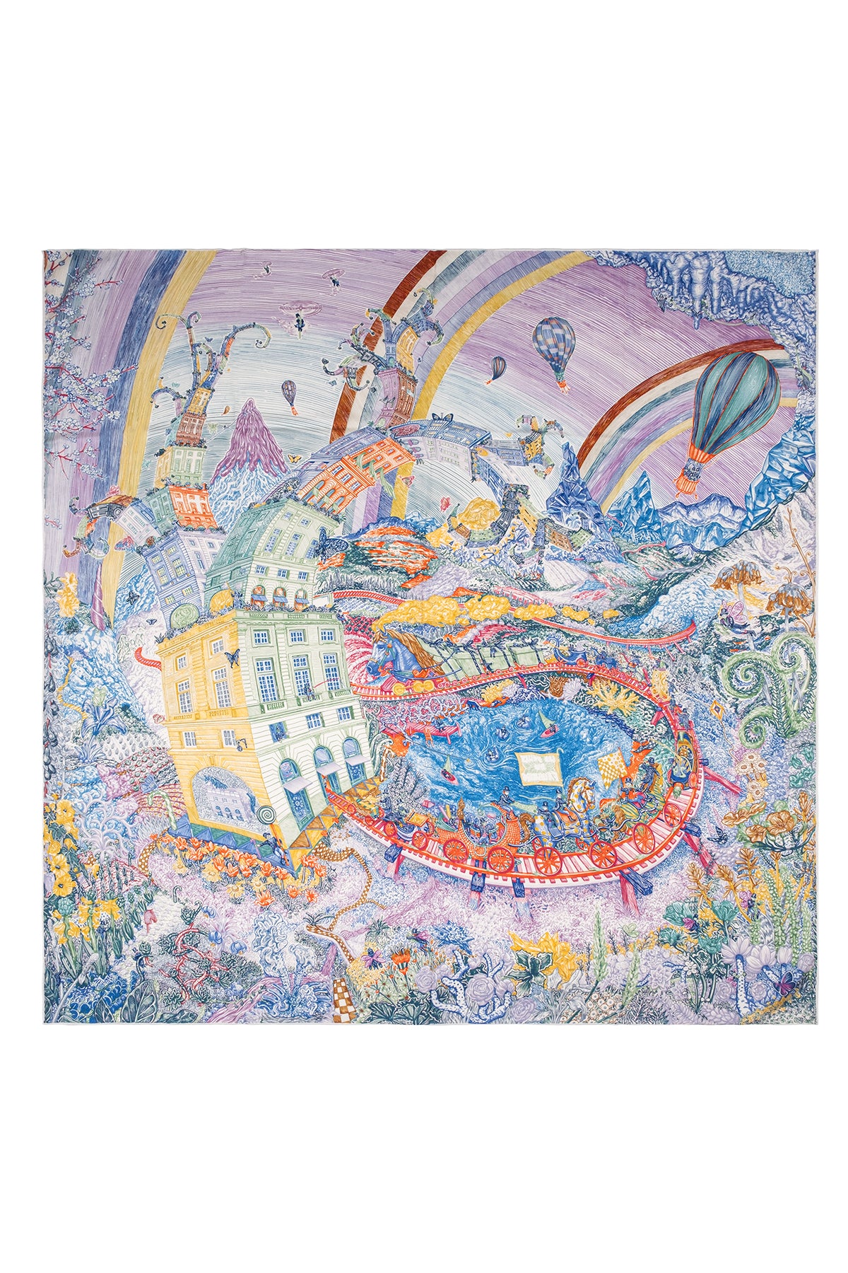 Renkli Linda Saf Kaşmir Baskılı Eşarp 140x140 cm