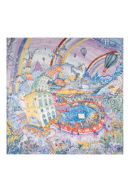 Renkli Linda Saf Kaşmir Baskılı Eşarp 140x140 cm