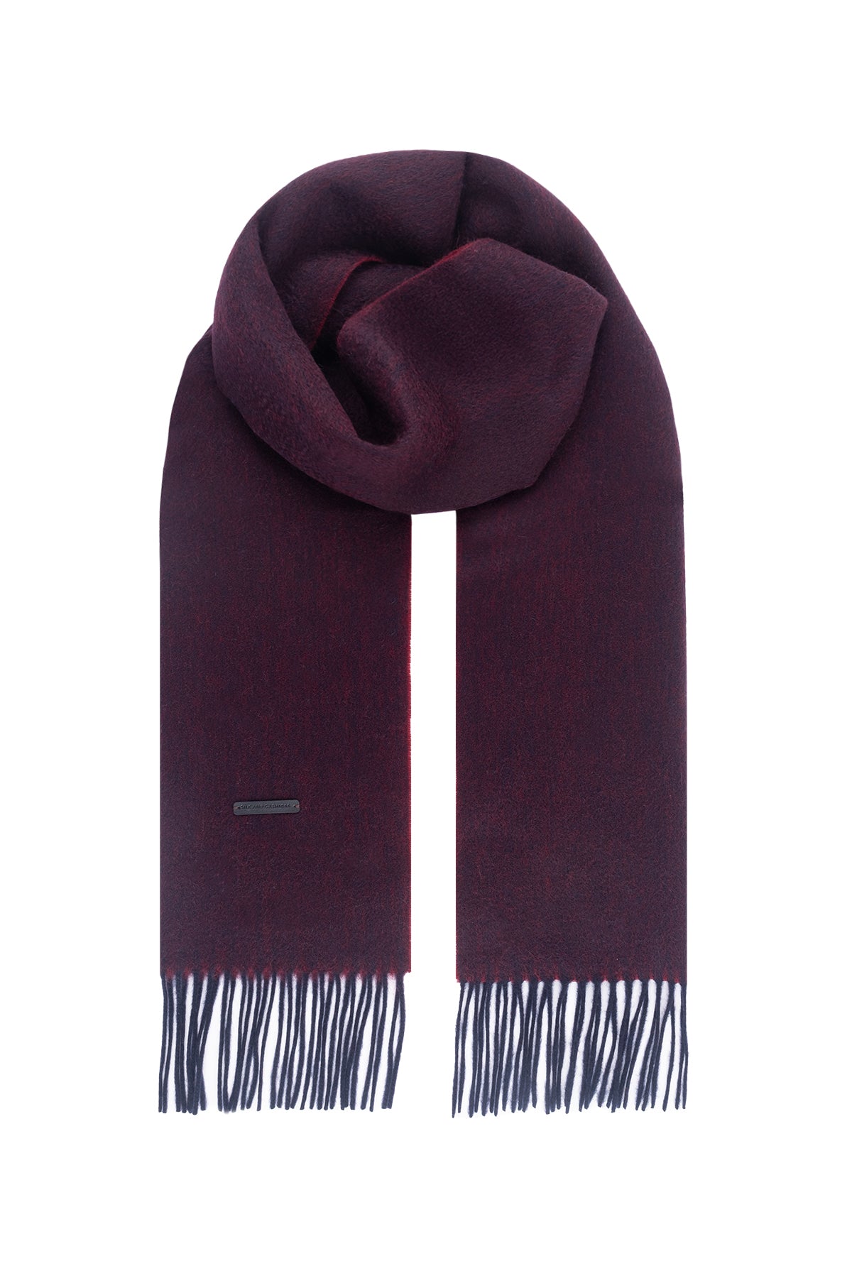 Bordo Patrick Saf Kaşmir Çift Renkli Atkı 30x164 cm