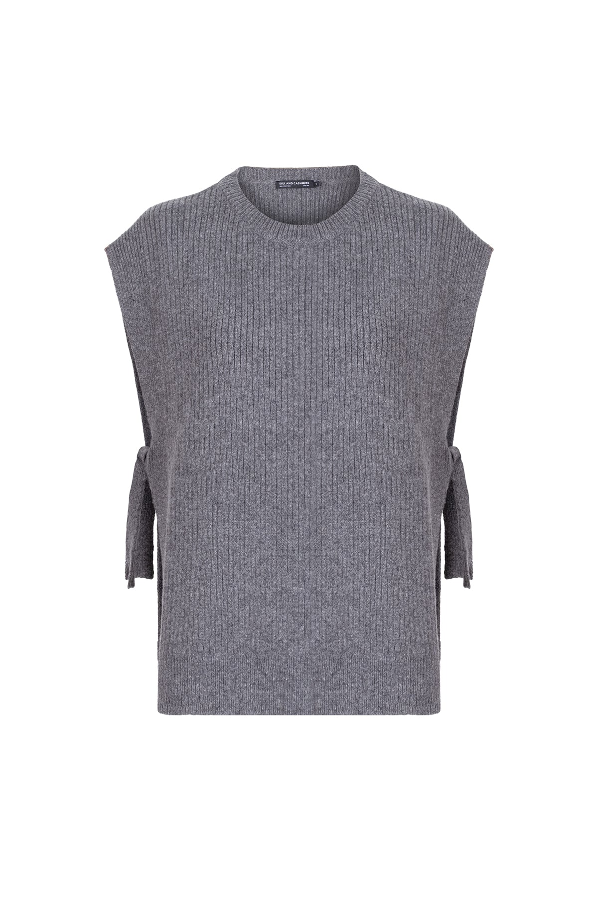 Gri Laura Yuvarlak Yaka Yelek