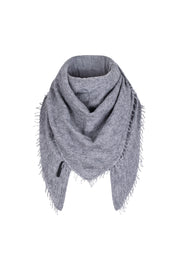 Gri Saf Kaşmir Dokulu Üçgen Şal 60x140 cm