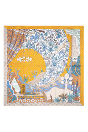 Turuncu Lara Saf İpek Baskılı Eşarp 90x90 cm