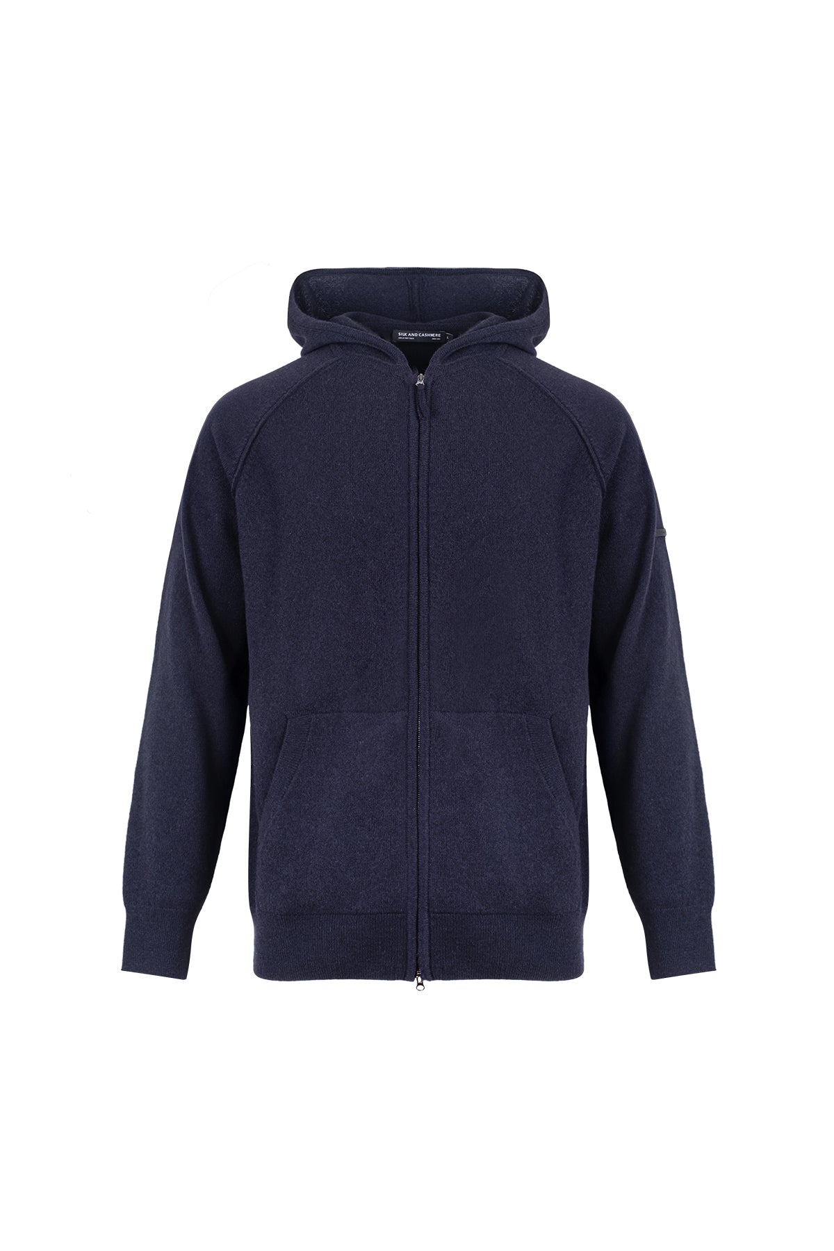 Lacivert David Saf Kaşmir Kapüşonlu Erkek Hırka