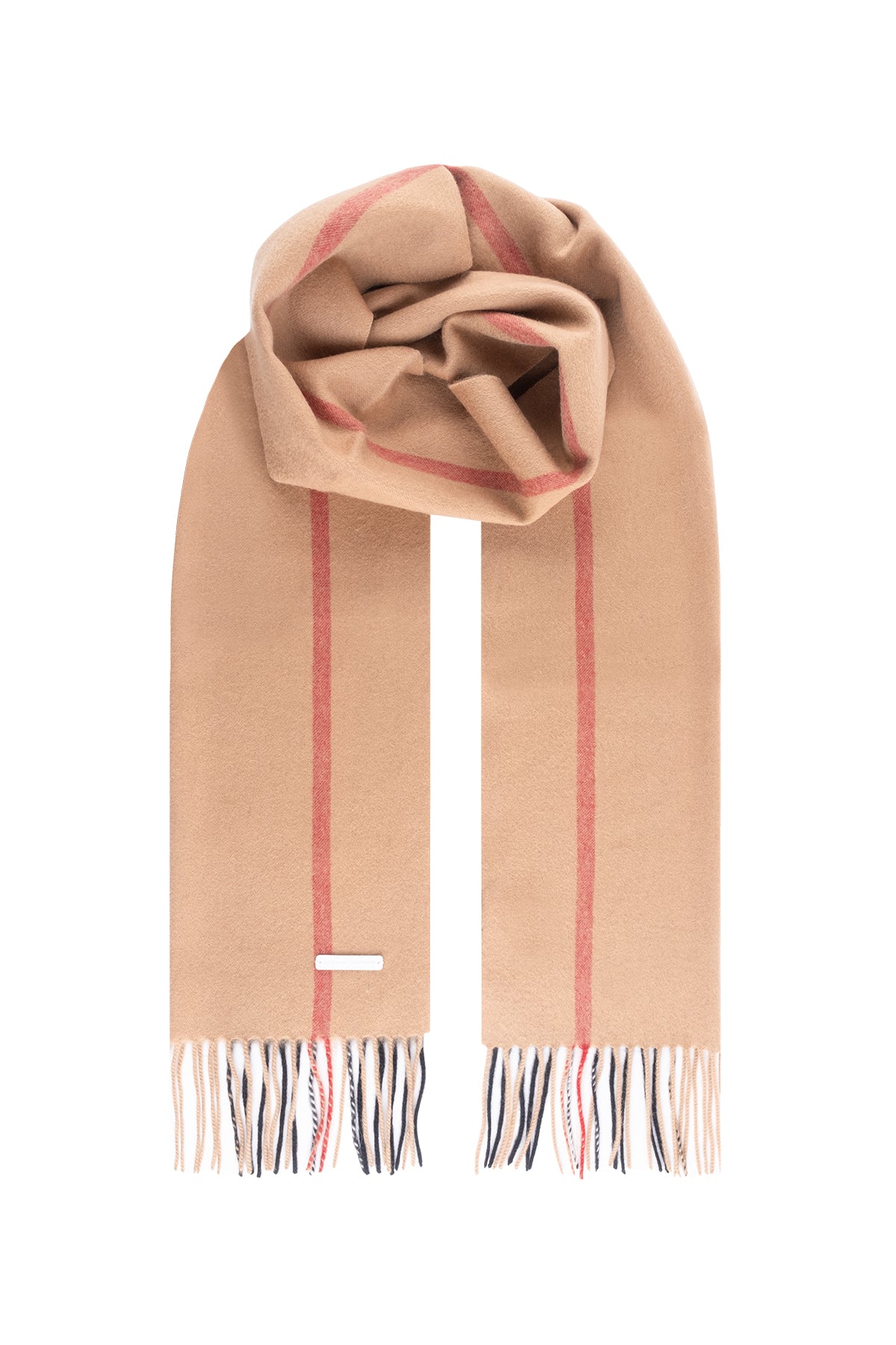 Bej Patrick Saf Kaşmir Çizgili Atkı 35x190 cm