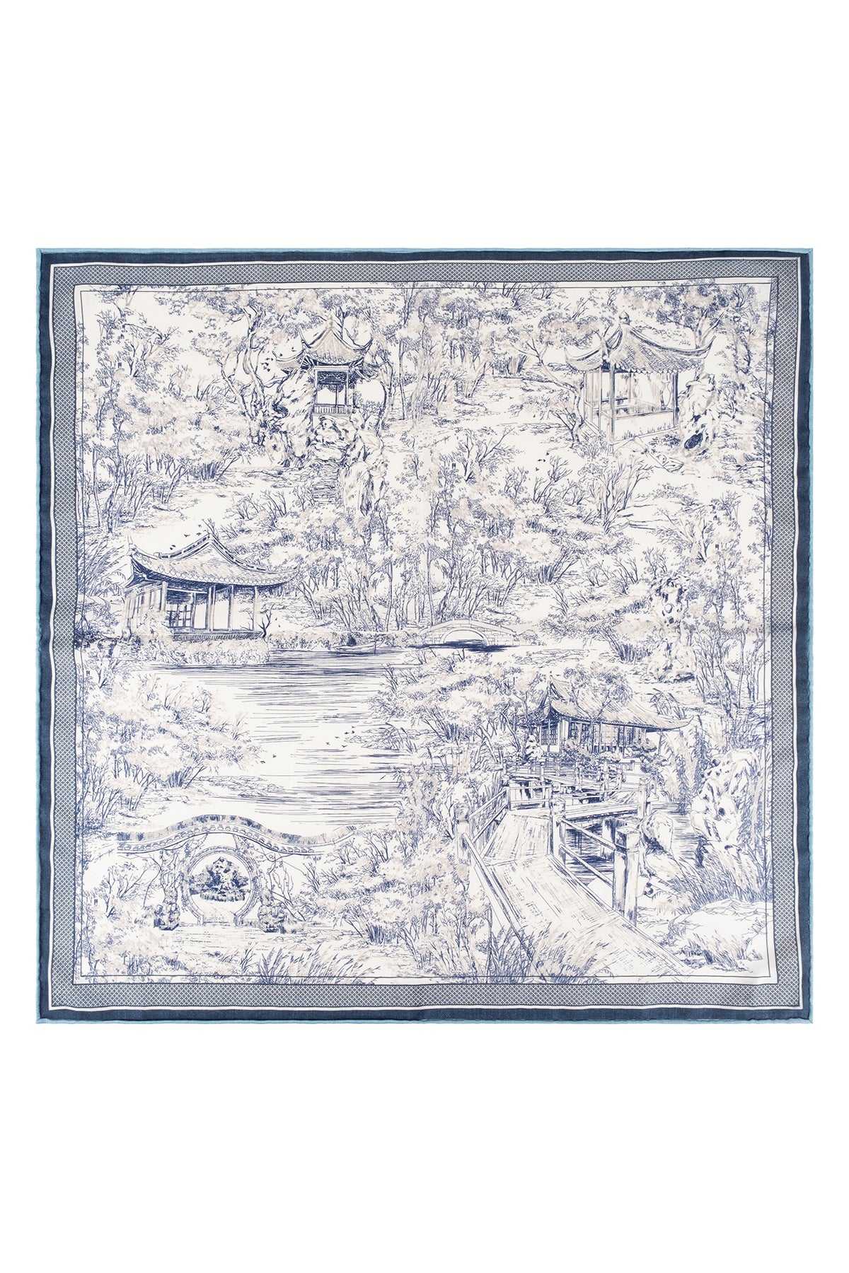 Lacivert Lea Kaşmir Desenli Kare Eşarp 70x70 cm