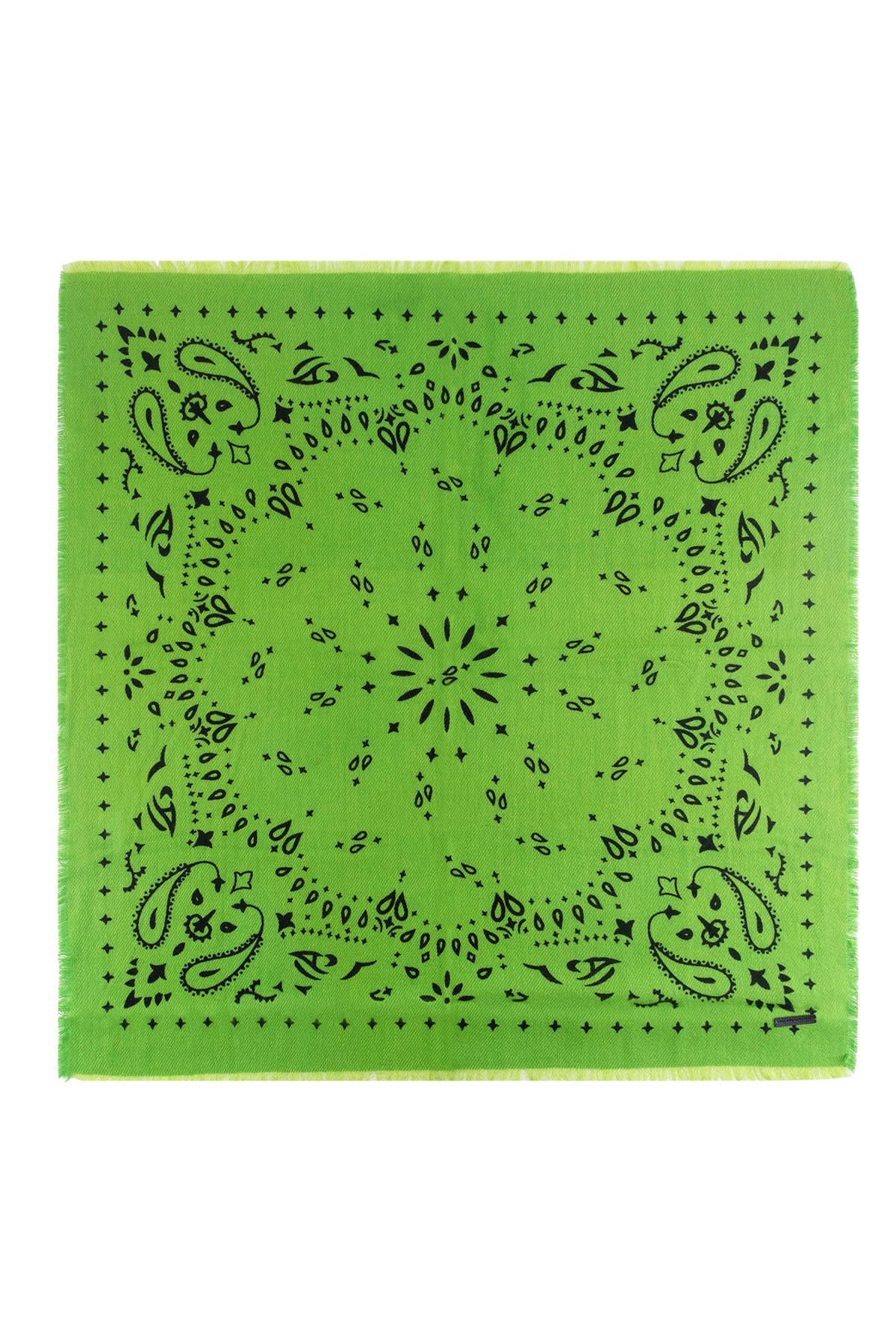 Neon Yeşil Jas Desenli Kare Şal 70x70 cm