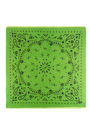 Neon Yeşil Jas Desenli Kare Şal 70x70 cm