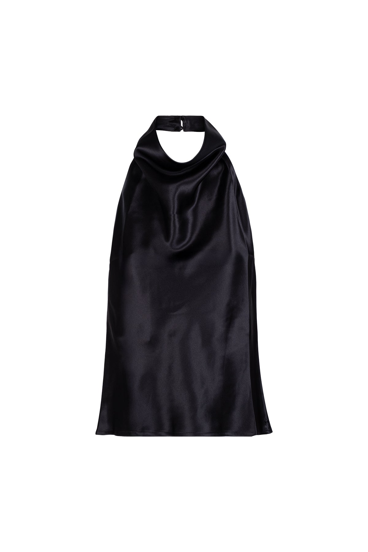 Siyah Luna Saf İpek Arkası Açık Bluz