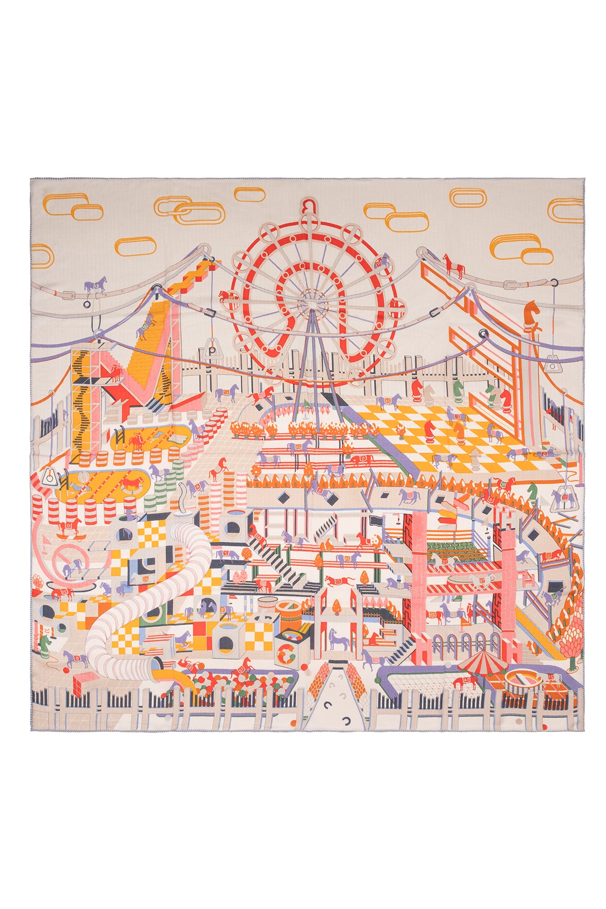 Renkli Linda Saf Kaşmir Baskılı Eşarp 140x 140 cm