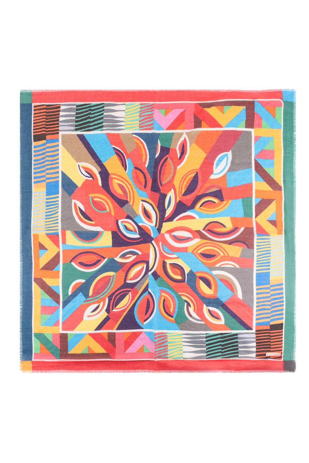 Renkli Jas Desenli Kare Şal 70x70 cm