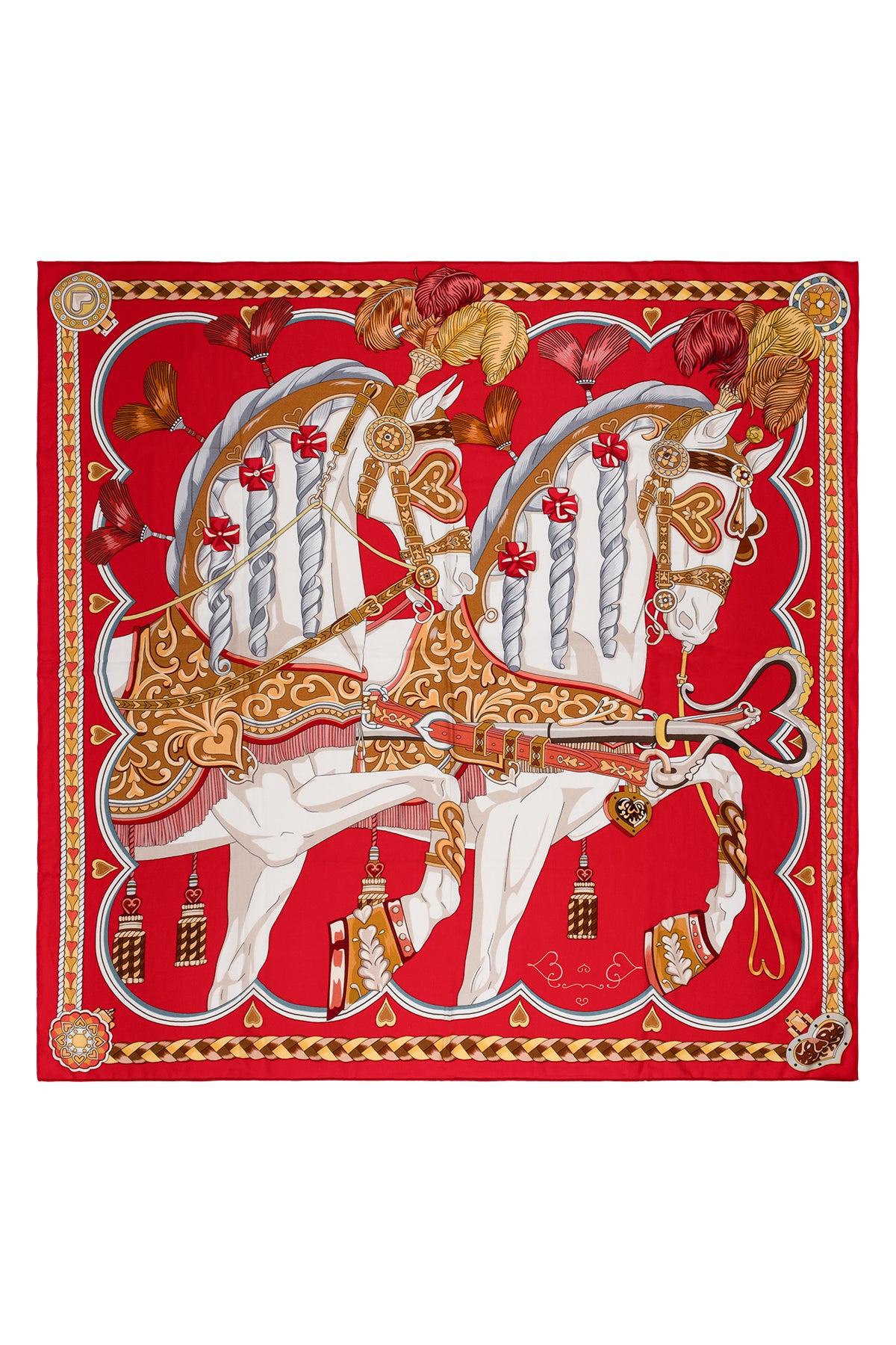 Kırmızı Linda Kaşmir Desenli Kare Eşarp 140x140  cm