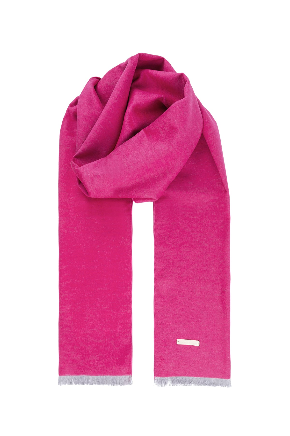 Fuşya Gri Lotus Saf İpek Çift Renkli Atkı 30*177+2cm