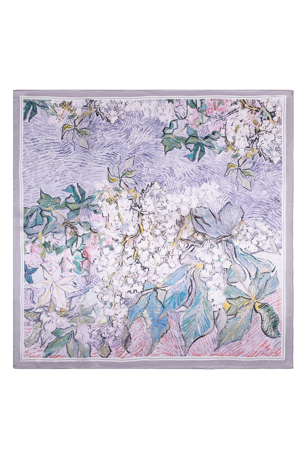 Mor Lara Saf İpek Baskılı Eşarp 90x90 cm