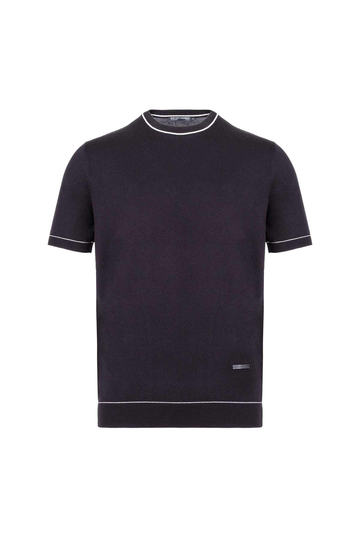 Siyah Kevin Bisiklet Yaka Kısa Kollu Triko