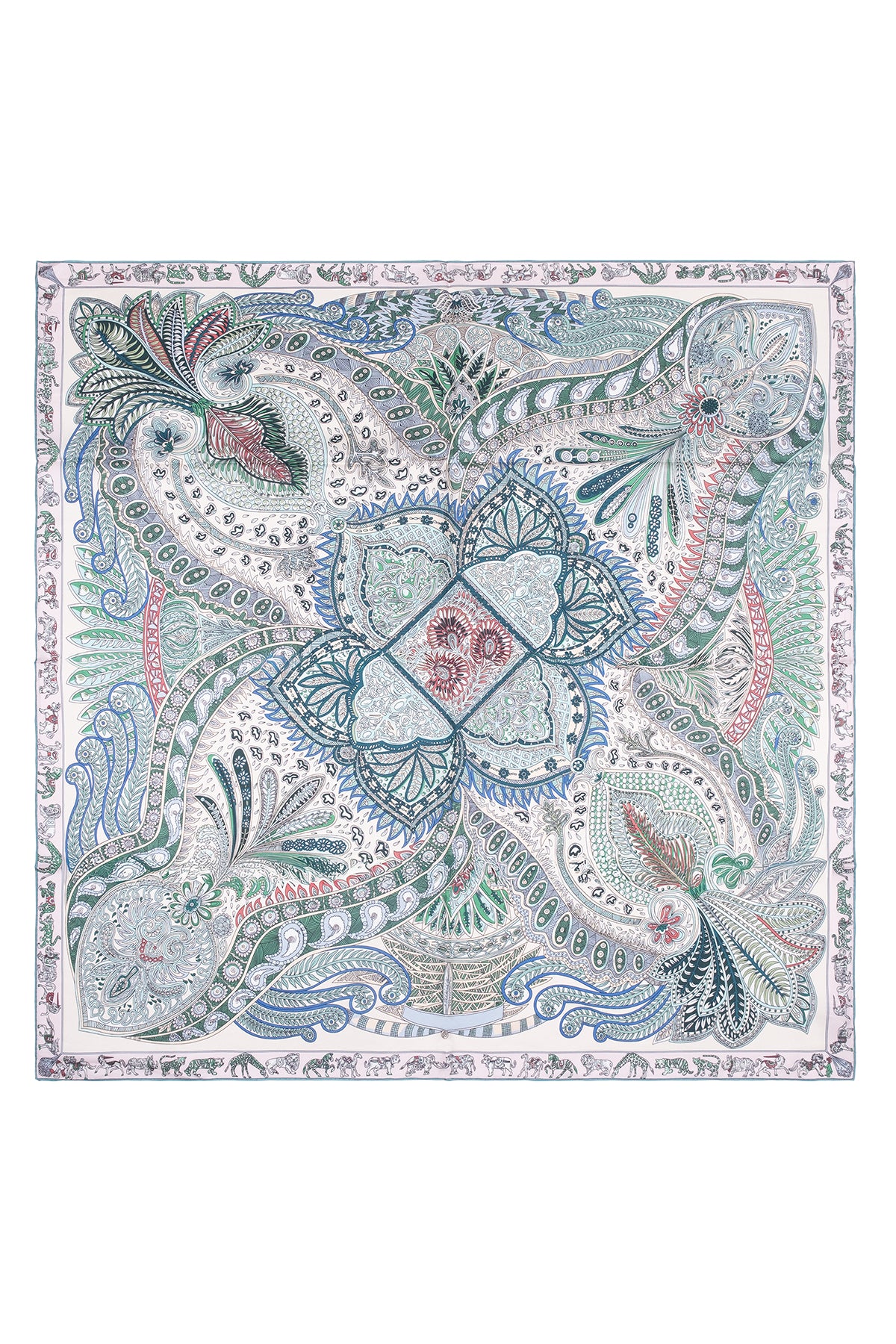 Açık Yeşil Lara Saf İpek Baskılı Eşarp 90x90 cm