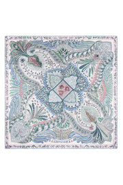 Açık Yeşil Lara Saf İpek Baskılı Eşarp 90x90 cm