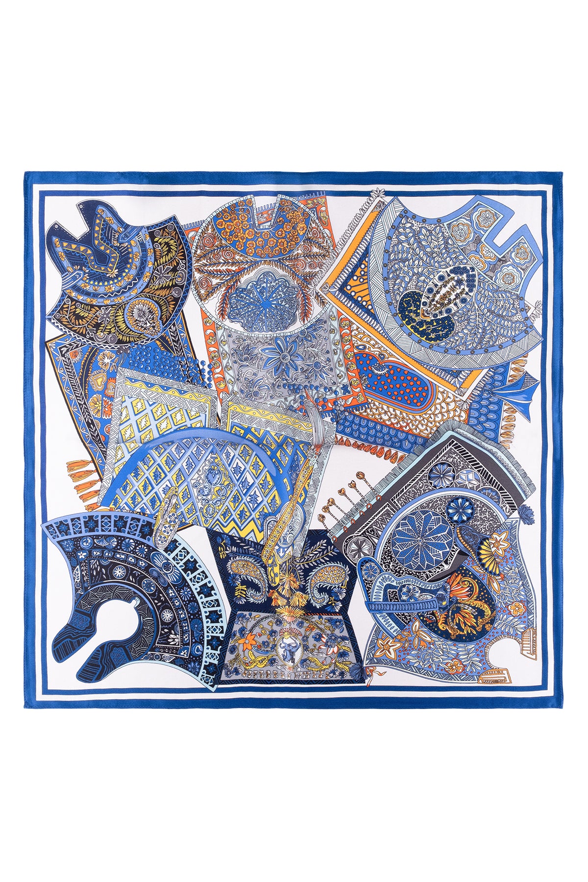 Lacivert Laila Saf İpek Kare Eşarp 50x50 cm