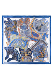 Lacivert Laila Saf İpek Kare Eşarp 50x50 cm