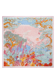 Fuşya Linda Kaşmir Desenli Kare Eşarp 140x140  cm